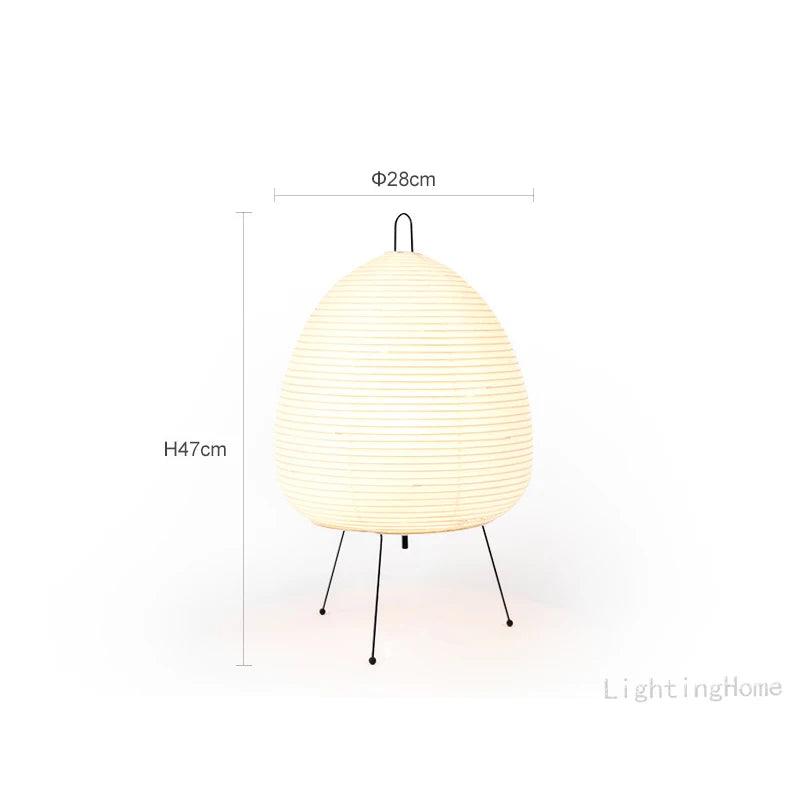 Japanese Style Akari Wabi-Sabi Printed Rice Paper Table Lamp with LED Bulb