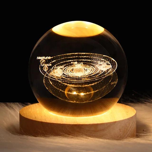 Crystal Ball USB Night Light | 3D Moon Planet Galaxy Home Decor Glow