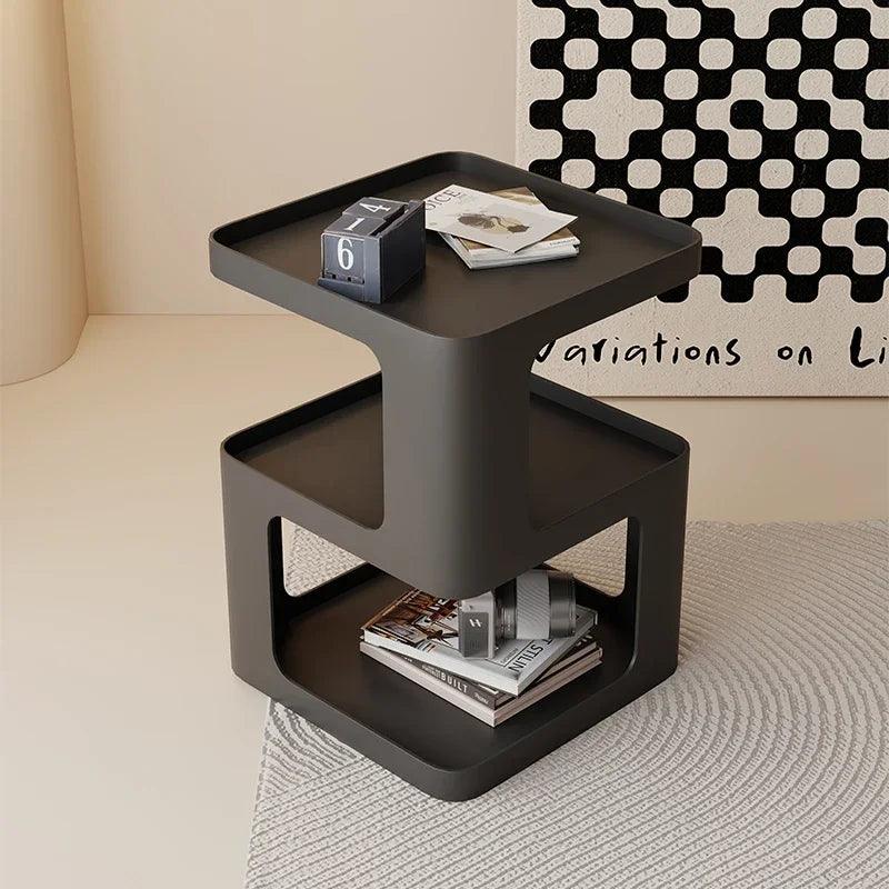 Modern Black Metal Nightstand with 2 Drawers for Bedroom - Contemporary Minimalist Furniture