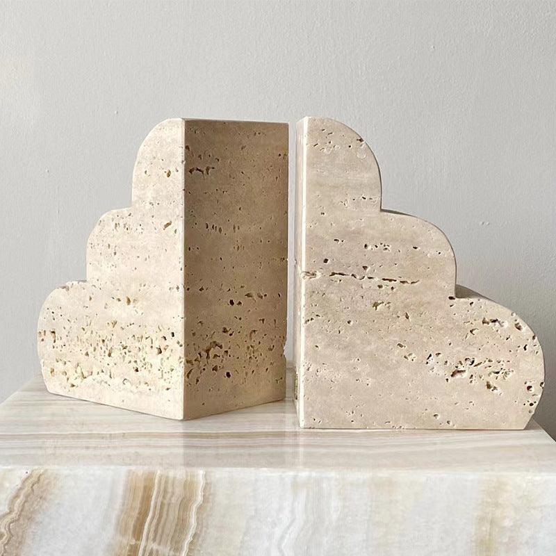 Yellow Cave Stone Marble Bookends Set - Artistic Home Decor Piece