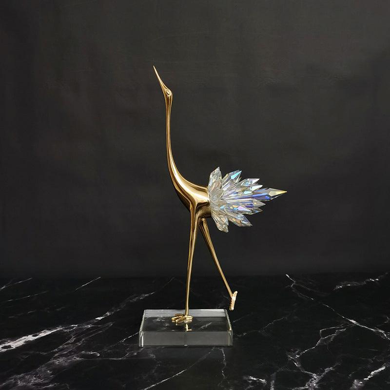 Luxurious Copper Crane Sculpture for Home Decoration
