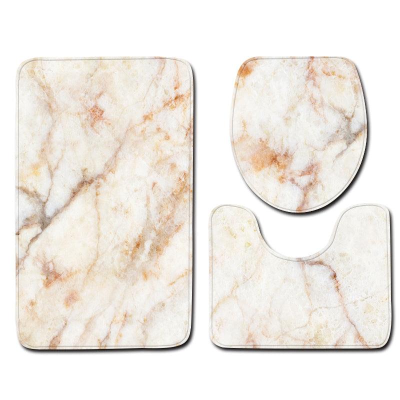 Marble Toilet Three-Piece Floor Mat Door Mat Bathroom Carpet