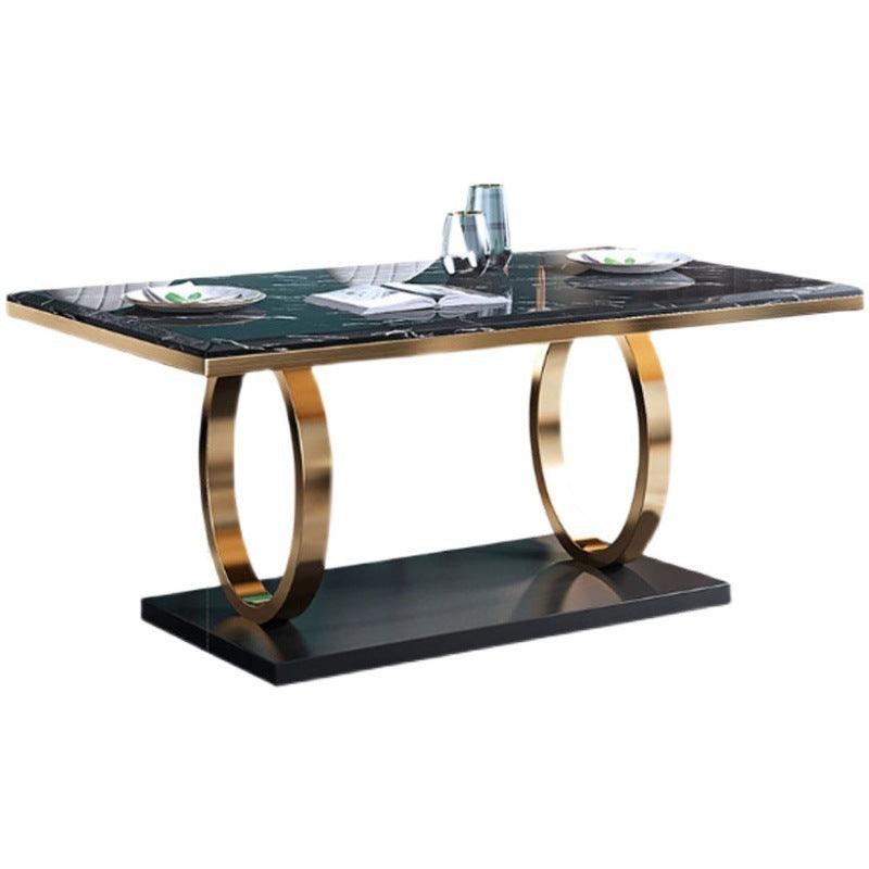 Sleek Marble Dining Table Set with Pineapple Chairs