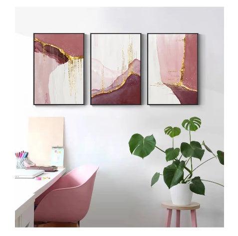 Golden Abstract Canvas Wall Art - Modern Living Room Decor