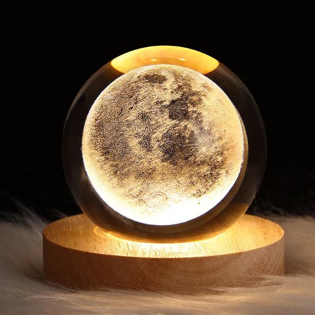 Crystal Ball USB Night Light | 3D Moon Planet Galaxy Home Decor Glow