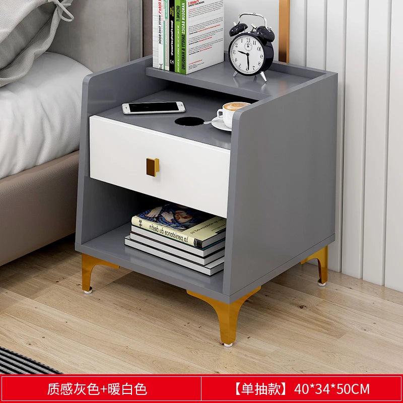 Nordic Rustic Bedside Table with Drawer - European Style Nightstand Furniture