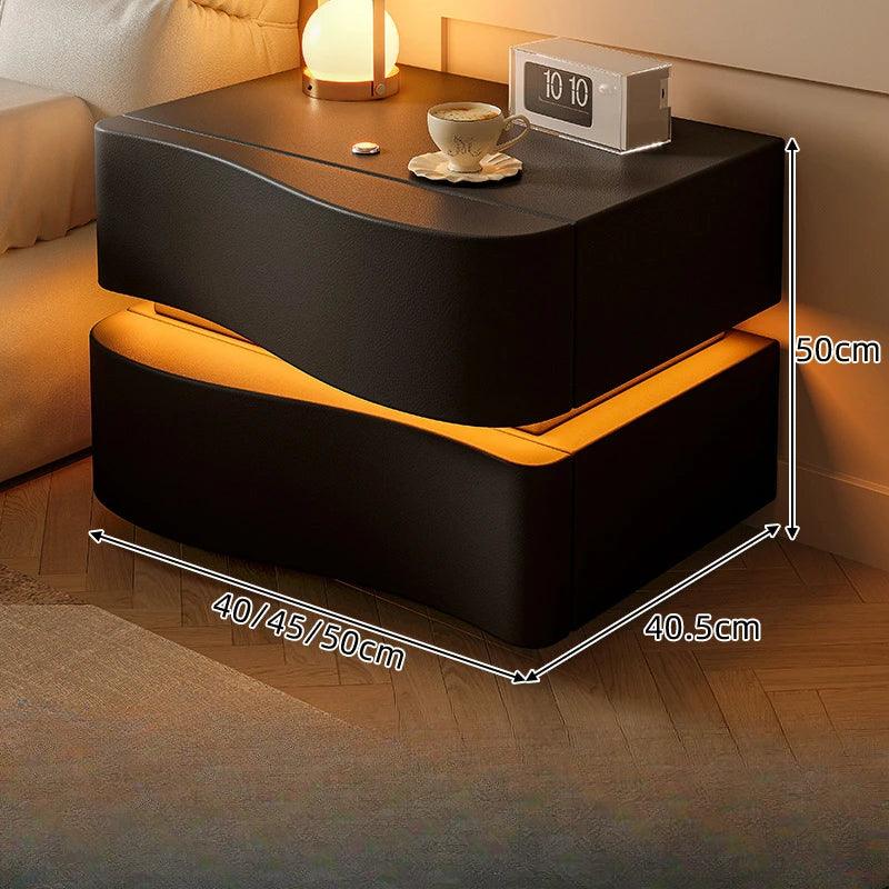 Sleek Luxury Bedside Tables with Drawer - Modern Chinese Style Nightstand for Bedroom Furniture