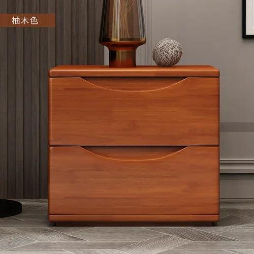 Luxury Wood Bedroom Nightstand with Drawers - Modern Minimalist Style Furniture