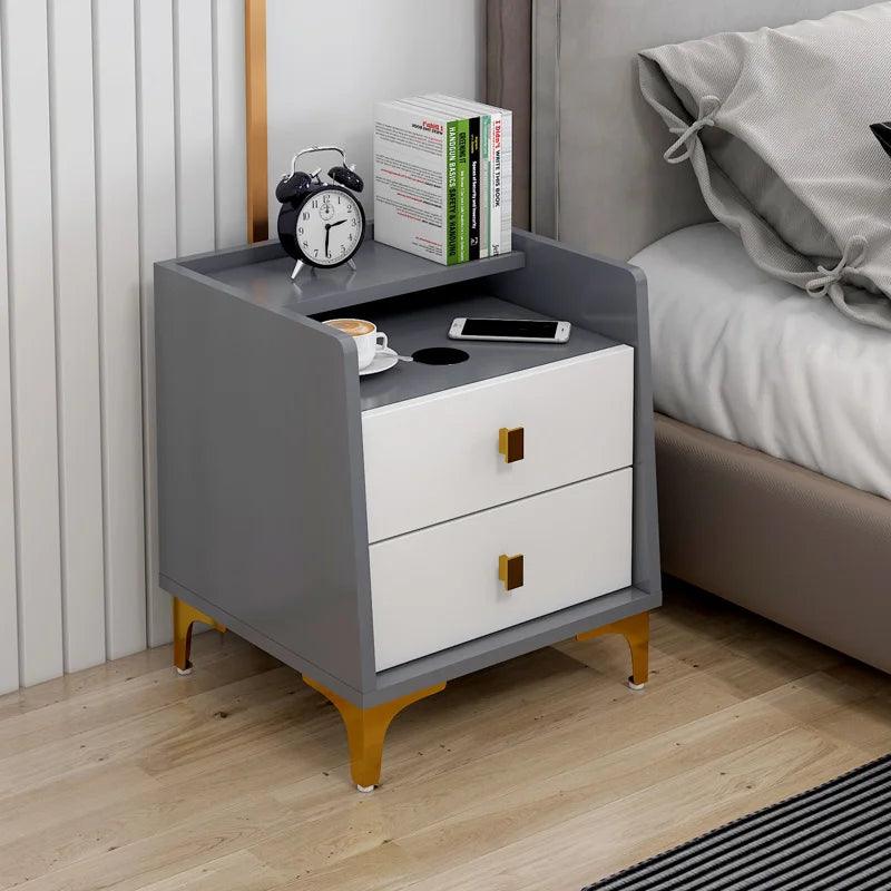 Nordic Rustic Bedside Table with Drawer - European Style Nightstand Furniture