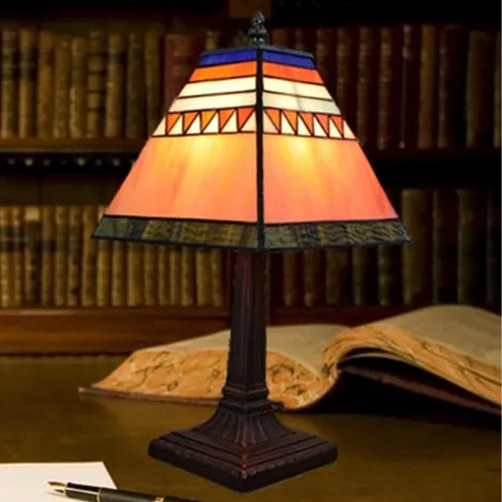 Retro Glass Table Lamp with Abstract Design