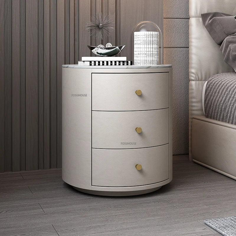 Solid Pine Wood Nightstand with Three Drawers - Modern Minimalist Bedroom Furniture