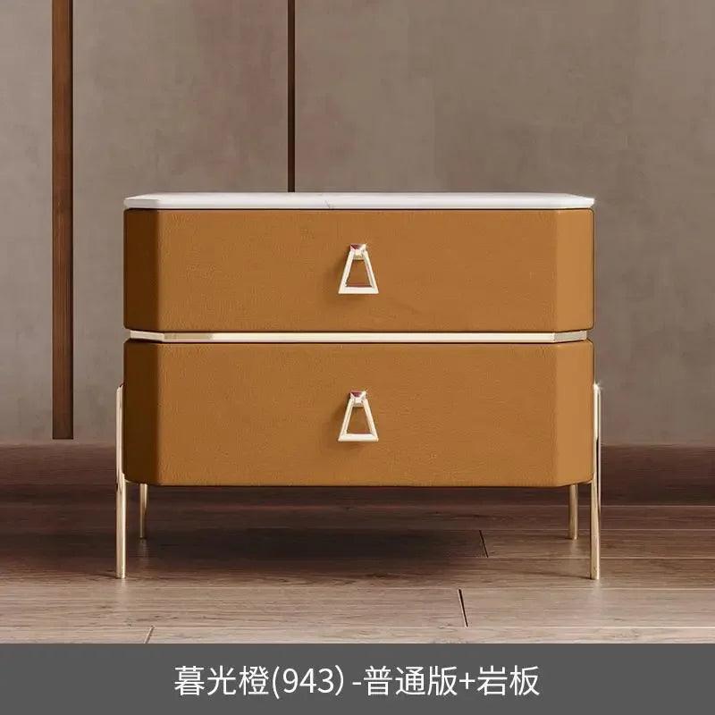Gold Wireless Charging Bedside Table with Smart Drawers - Modern Furniture for Living Room