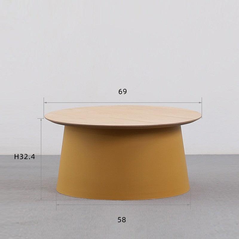 Wooden Nordic Round Coffee Table with Art Style Design