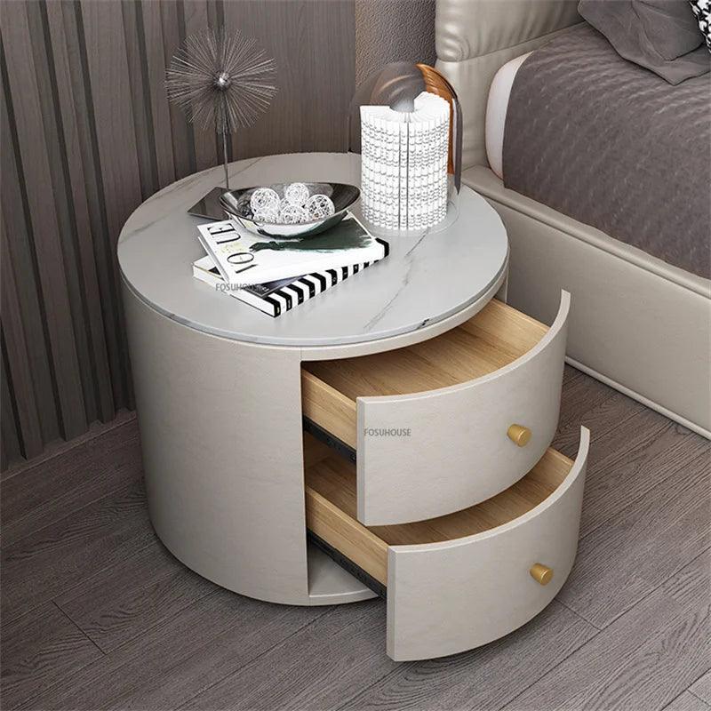 Solid Pine Wood Nightstand with Three Drawers - Modern Minimalist Bedroom Furniture