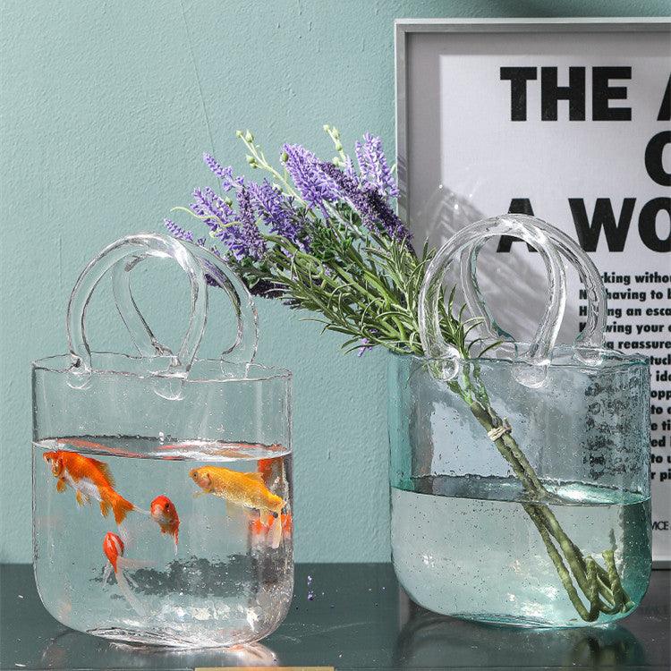 Home Bag Portable Transparent Glass Vase