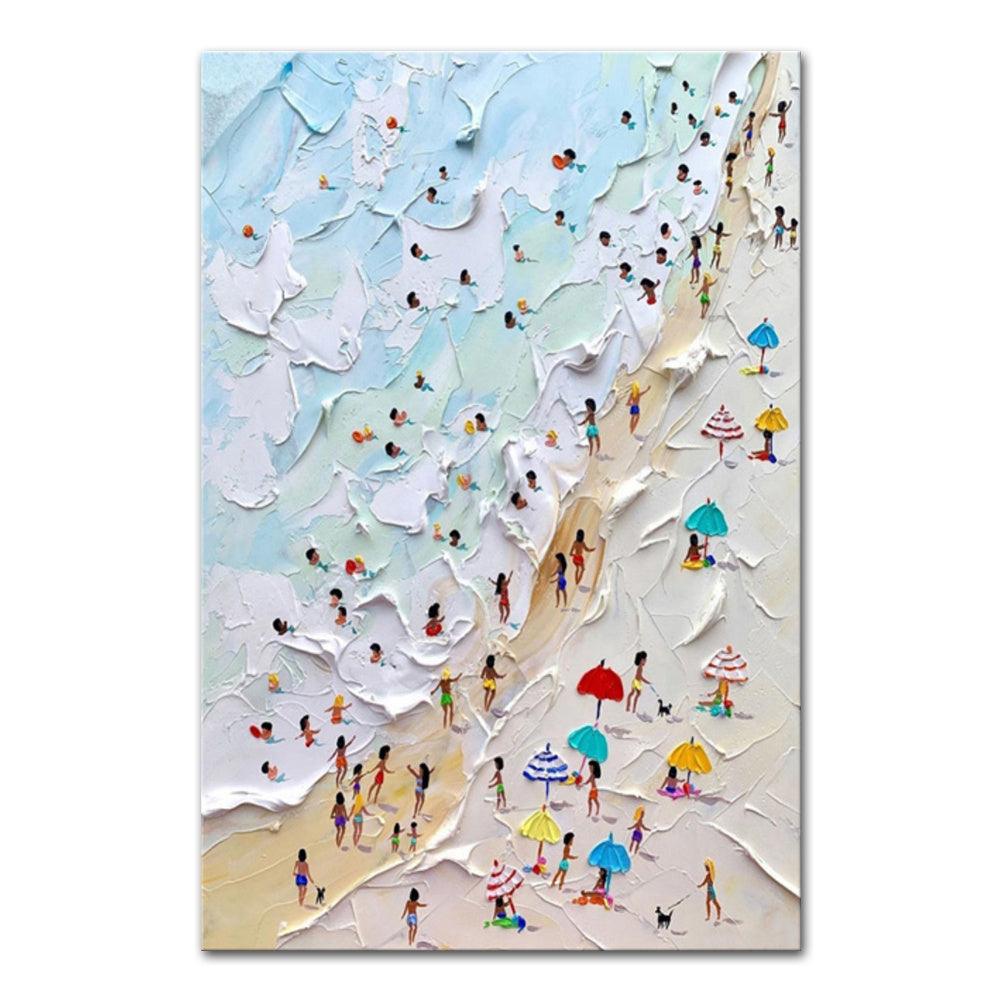 Hand Painted Beach Thick Oil Canvas Painting Wall Art Home Decor