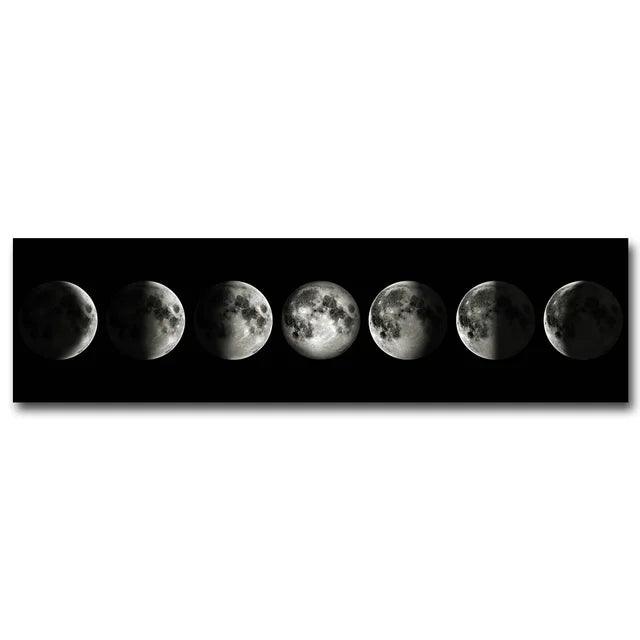Celestial Moon Phases Monochrome Canvas Wall Art - Abstract Living Room Decor