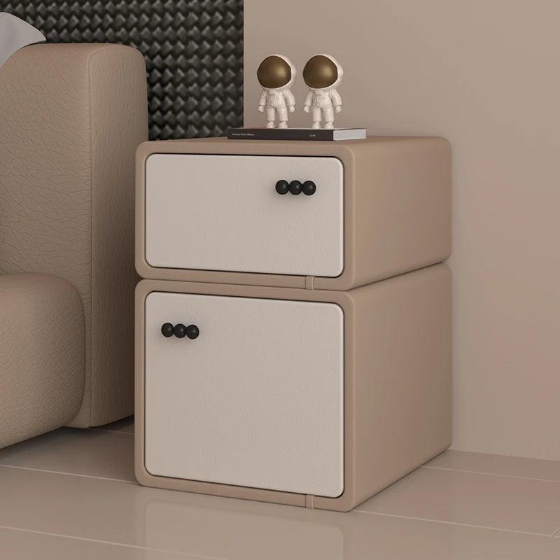 Modern Minimalist Black Nightstand with Hidden Drawer - Stylish Bedside Table Furniture