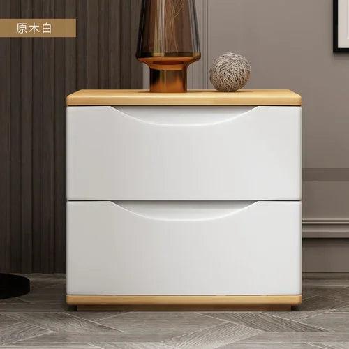 Luxury Wood Bedroom Nightstand with Drawers - Modern Minimalist Style Furniture