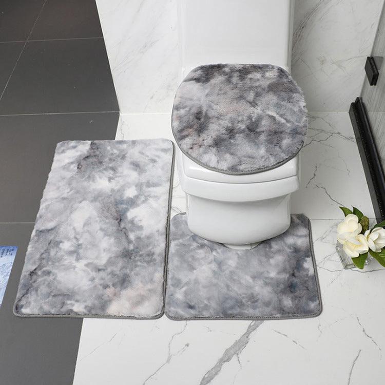 Rabbit Plush Tie-Dye Bathroom Mat Set - Soft Nordic Style Comfort for Your Bathroom Oasis