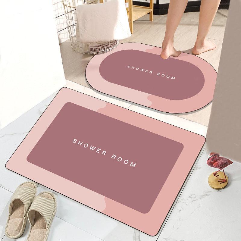 Absorbent Non-slip Bathroom Mat Set - Modern Crystal Velvet Design