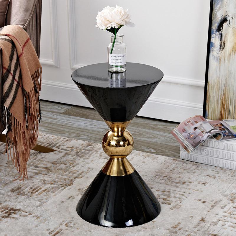 Modern Minimalist Stainless Steel Side Table Set - Elegant Black and White Living Room Furniture