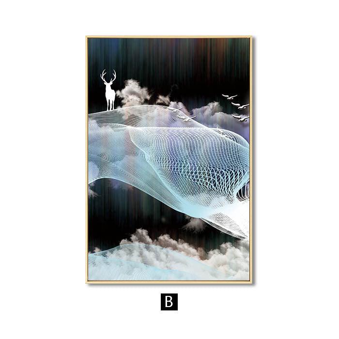Modern Elegance Abstract Deer Wall Art - Premium Framed and Unframed Canvas Decor