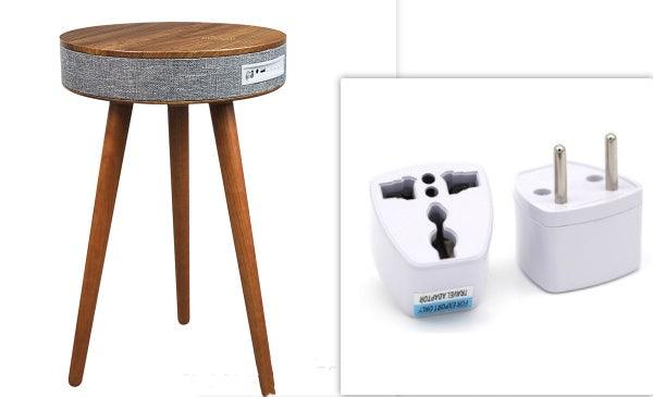 Wireless Charging Marble Coffee Table with Bluetooth Speaker