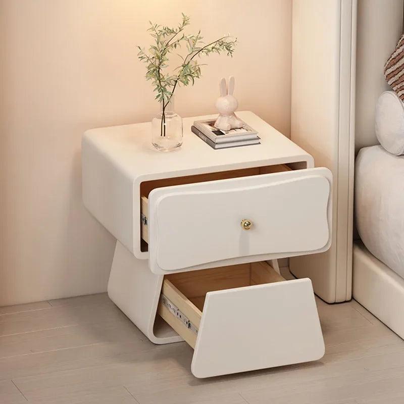 Kids Minimalist Wooden Nightstand Table with Drawers - Modern Bedroom Furniture