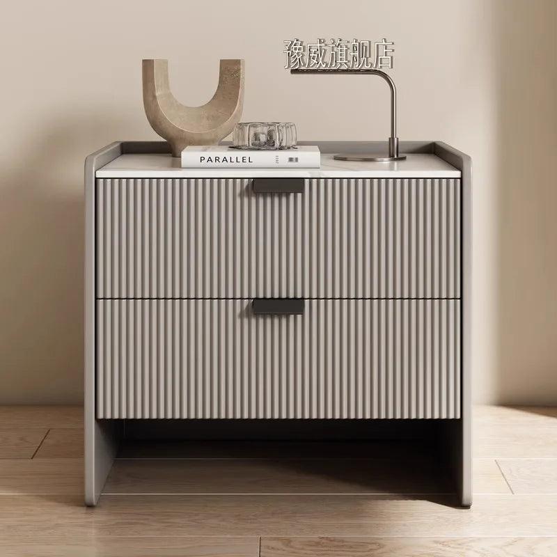 Narrow Wood Nightstand with Drawers - Modern Minimalist Bedroom Furniture