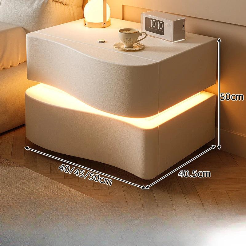 Sleek Luxury Bedside Tables with Drawer - Modern Chinese Style Nightstand for Bedroom Furniture