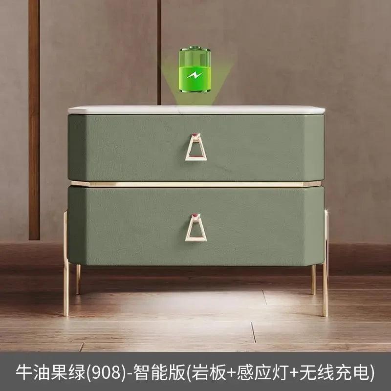 Gold Wireless Charging Bedside Table with Smart Drawers - Modern Furniture for Living Room
