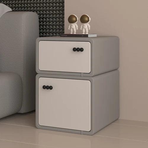 Modern Minimalist Black Nightstand with Hidden Drawer - Stylish Bedside Table Furniture