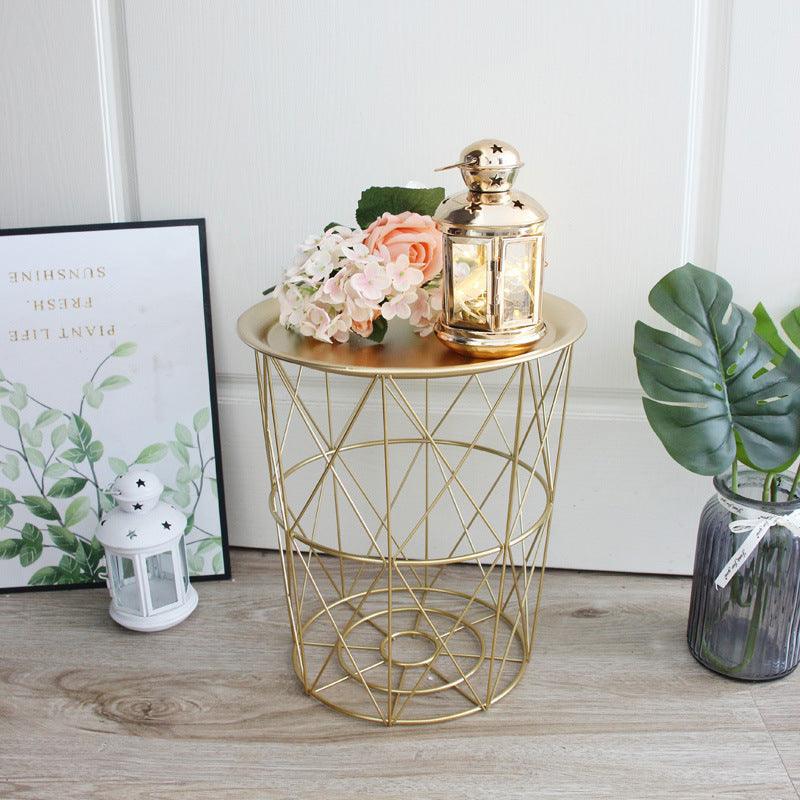 Scandinavian Elegance Marble Side Table - Handcrafted Nordic Style Gold Accent