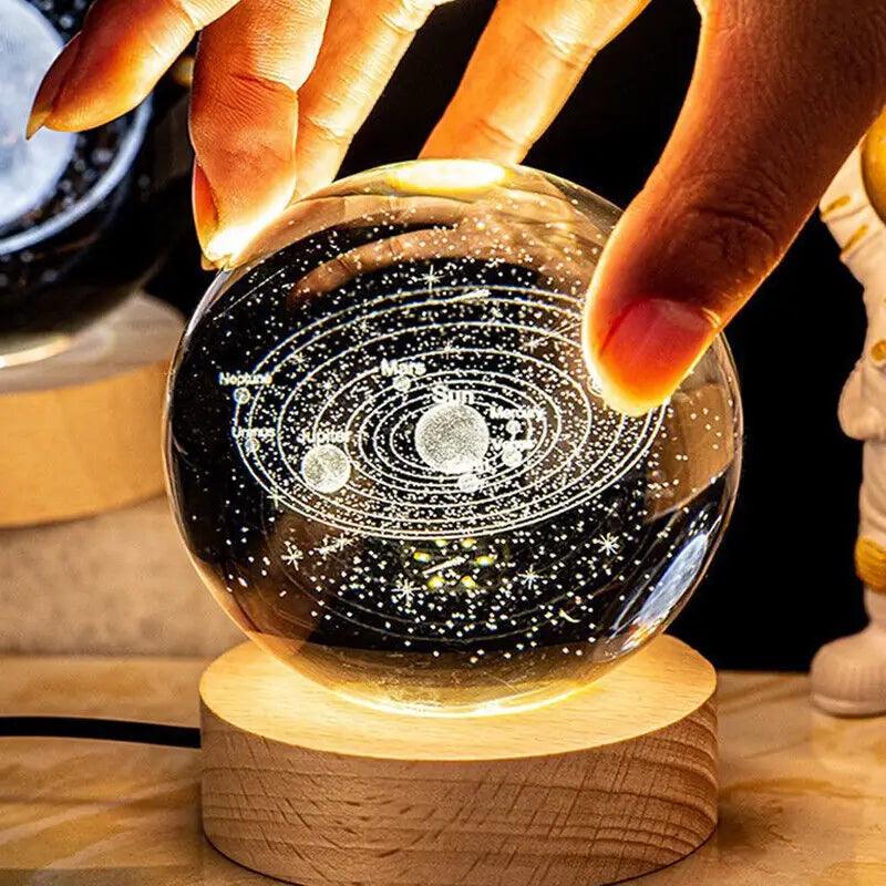 Crystal Ball USB Night Light | 3D Moon Planet Galaxy Home Decor Glow