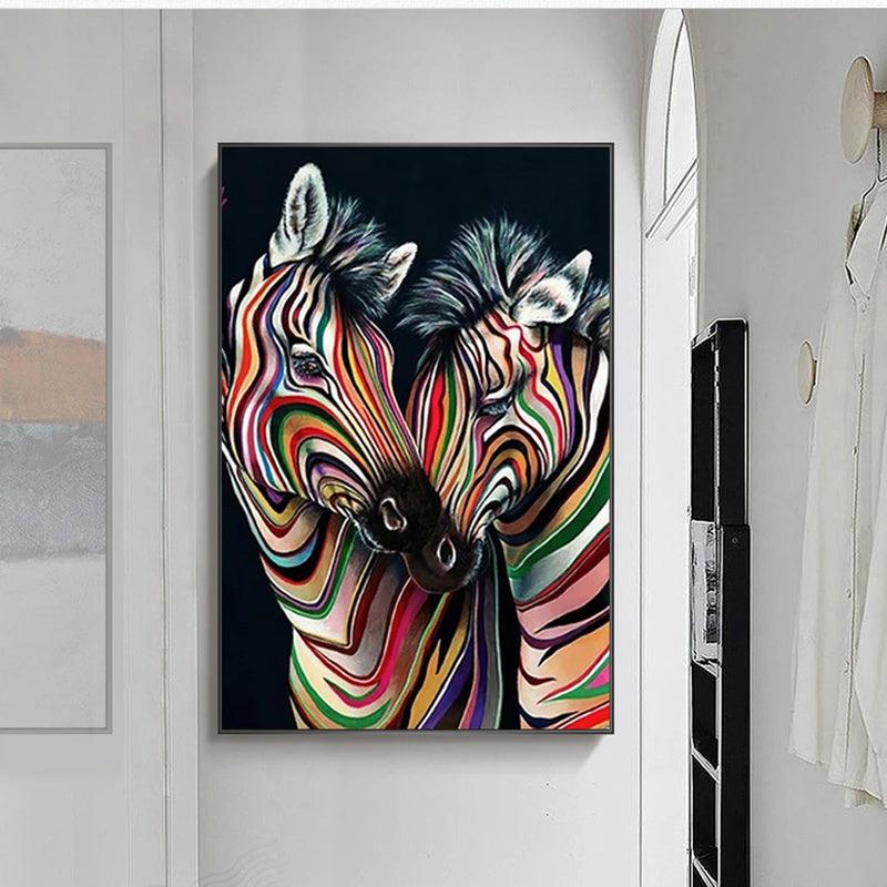 Vibrant Zebra Abstract Canvas Print - Contemporary Wall Art Masterpiece