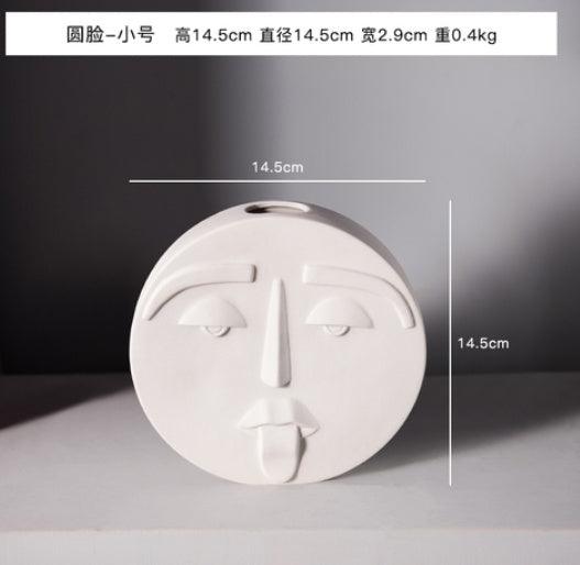 Nordic Style Modern Face Mask Ceramic Vase Home Decoration Flower Vases Head Matte Table Flower Vase for Wedding Decoration Prop