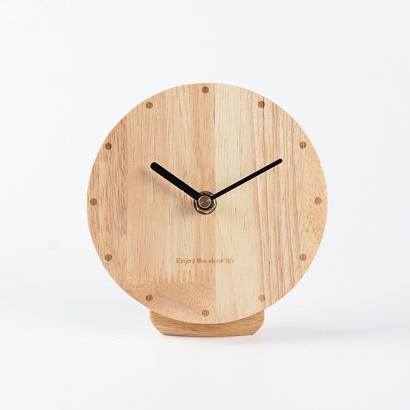 Modern Wooden Desk Clock with Sweep Movement - Elegant Table Ornament for Home Decor