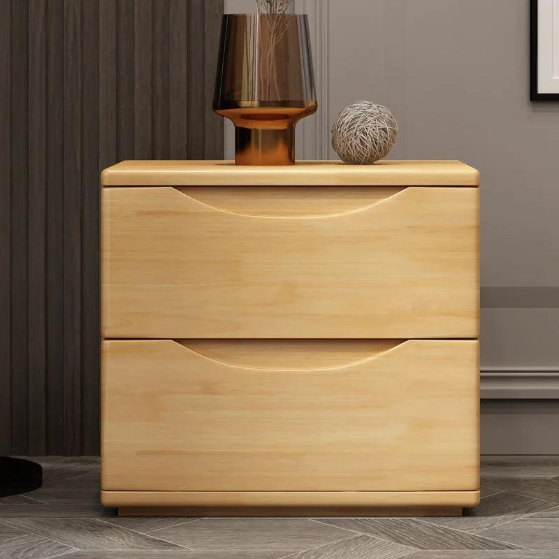 Luxury Wood Bedroom Nightstand with Drawers - Modern Minimalist Style Furniture