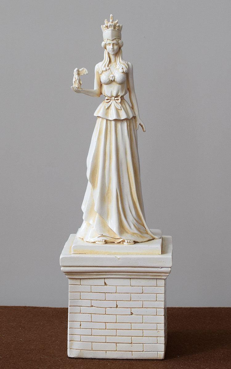 Athena Statue with Roman Column Base - Resin Sculpture of Greek Goddess - 31.5cm Height