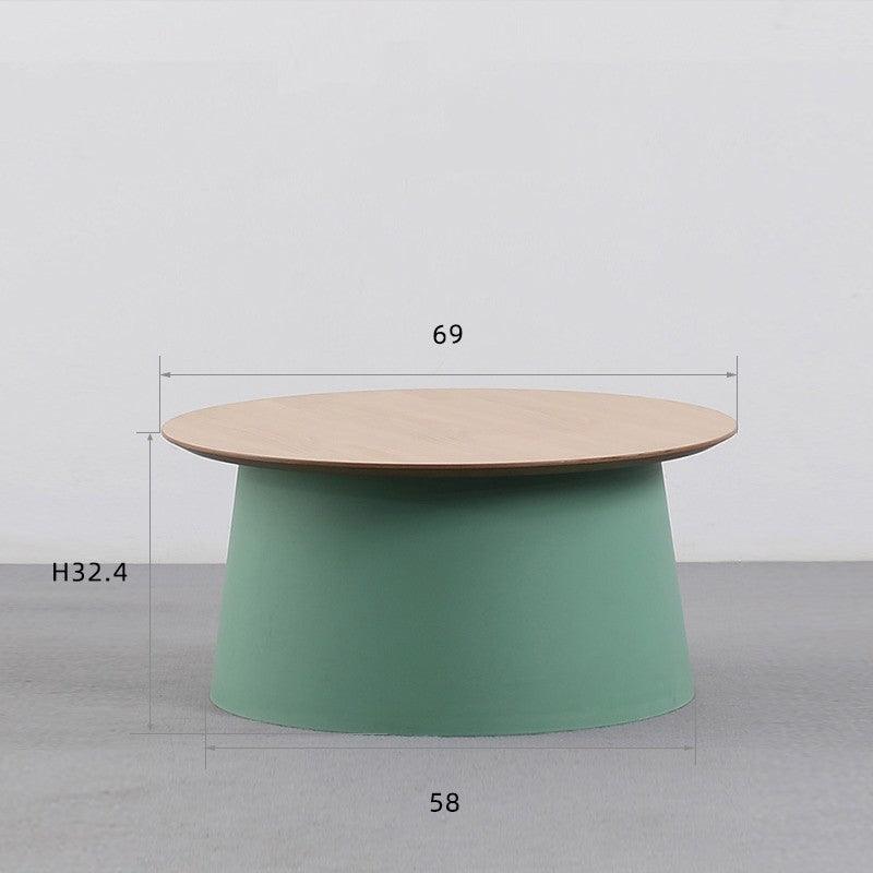 Wooden Nordic Round Coffee Table with Art Style Design