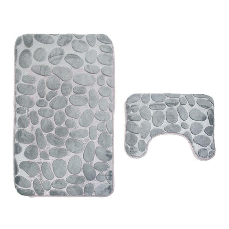 Luxurious Bathroom Pebble Stone Anti-Slip Mat Set - Soft, Absorbent & Durable