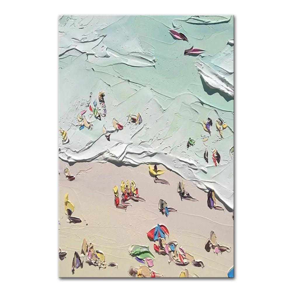 Hand Painted Beach Thick Oil Canvas Painting Wall Art Home Decor