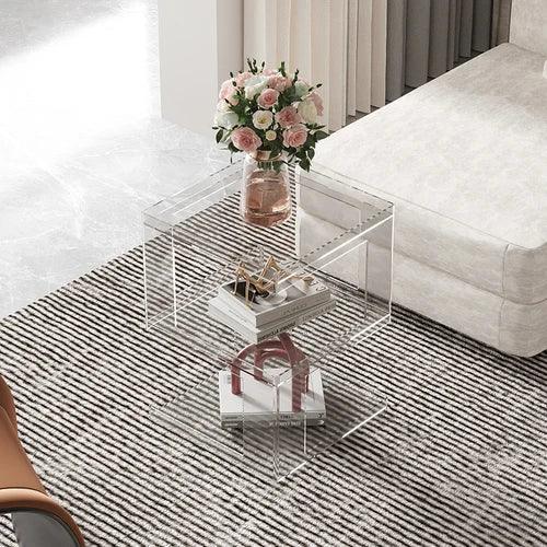 Luxurious Italian Acrylic Nightstand with Drawer - Modern Design and Multifunctional