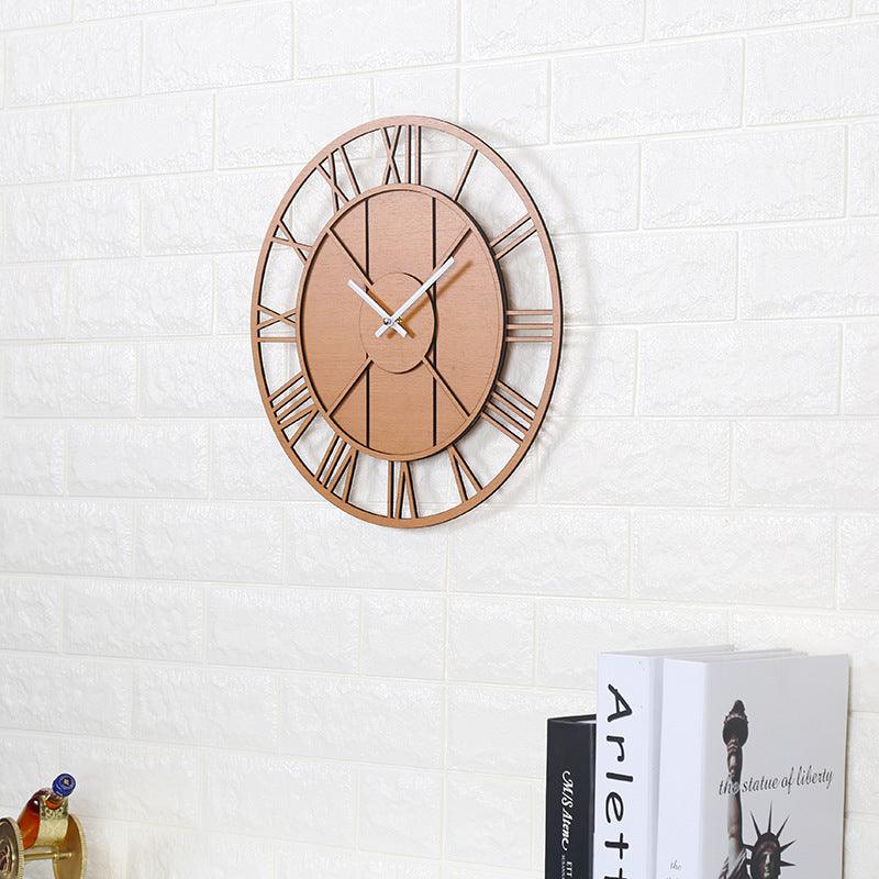 Rustic Wood Round Wall Clock