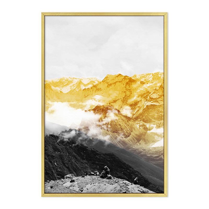 Golden Mountain Landscape Canvas Wall Art - Framed and Unframed