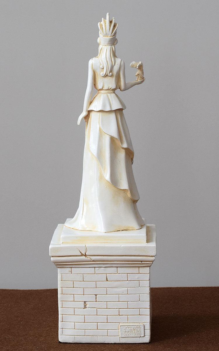 Athena Statue with Roman Column Base - Resin Sculpture of Greek Goddess - 31.5cm Height