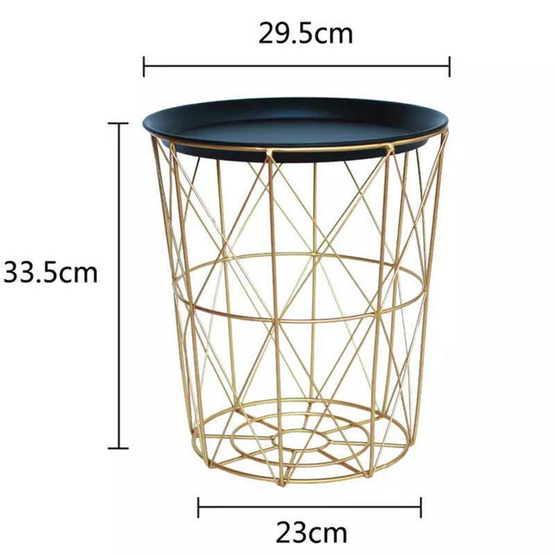 Scandinavian Elegance Marble Side Table - Handcrafted Nordic Style Gold Accent