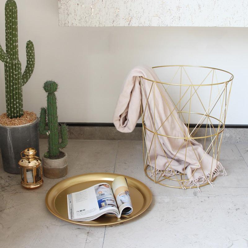 Scandinavian Elegance Marble Side Table - Handcrafted Nordic Style Gold Accent