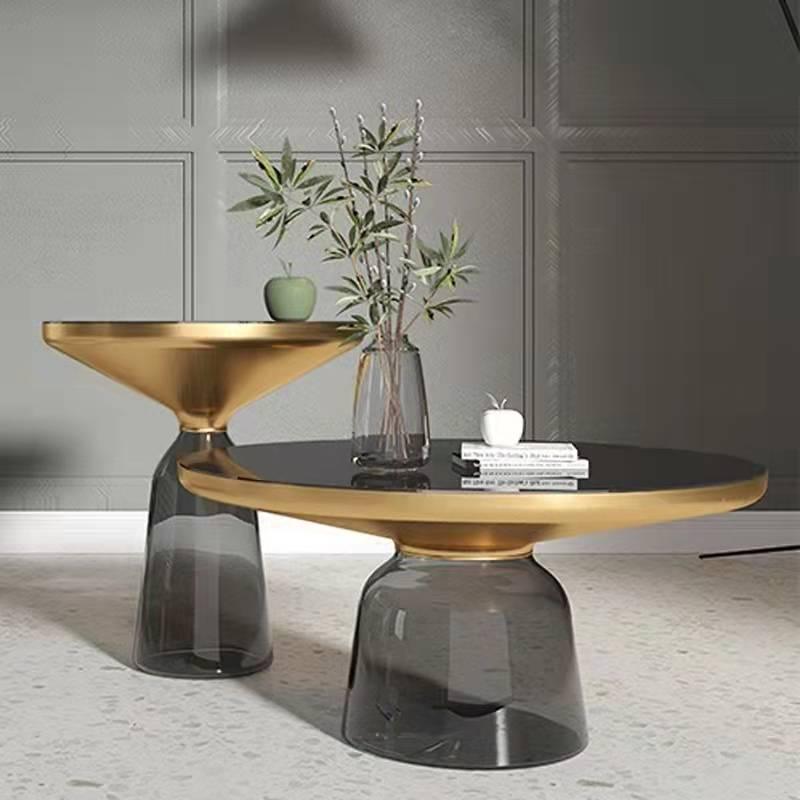 Nordic Marble Circle Coffee Table - Elegant Glass and Stainless Steel Design